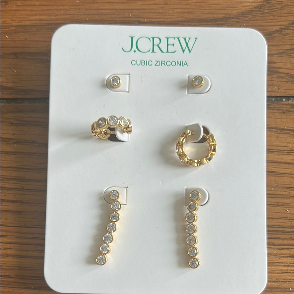 J. Crew Gold Cubic Zirconia Earring Set